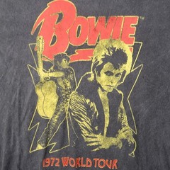 David Bowie 1972 World Tour Graphic T-Shirt Mens Large Black Ziggy Stardust Rock