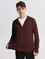 NWT $39 SIZE XL BURGUNDY UPF 50+ Sun Protection Outdoor Lightweight zip hoodie