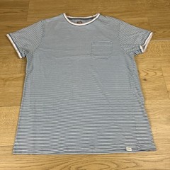 Common People Men’s Blue Pink Striped Pocket Cotton Tee T Shirt M Medium Indi
