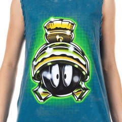 Looney Tunes Junior’s Marvin The Martian Lace-Up Design Distressed Tank Adult