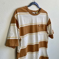 Quiksilver Men’s Brown Striped San Miguel Short Sleeve Pocket Tee Shirt Sz L EUC