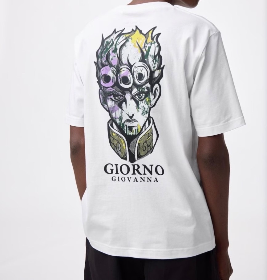 GU JoJo Golden Wind Giorno Giovanna Anime T Shirt White Part 5 Graphic Tee