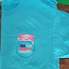 Girlscouts Turquoise Axolotl T-Shirt Own Your Magic Cotton Crew Neck Size S