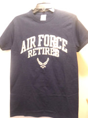 US Air Force Retired Men’s Short Sleeve T-Shirt, Navy w Silver Letters, Sz S,New