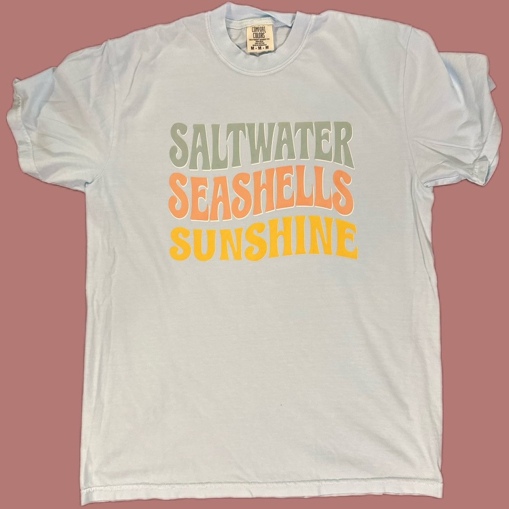 Saltwater Seashells Sunshine” Beach Vibes T-Shirt