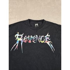 Revenge Graphic T-Shirt Mens Large Black Rainbow Chrome Logo Made In USA *Read