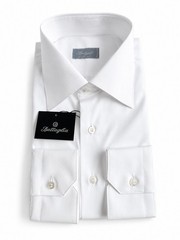 Battaglia Beverly Hills Shirt 15/38 White Long Sleeve Cotton MOP Buttons
