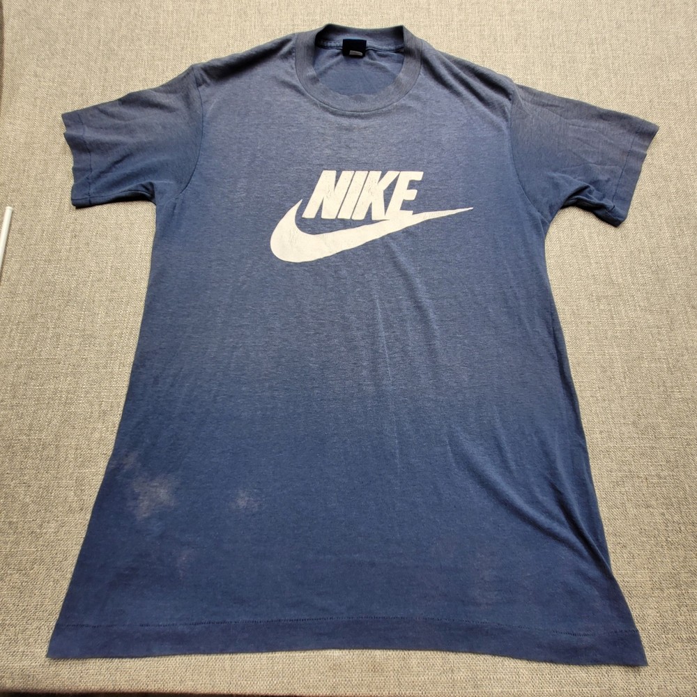 Vintage Nike Swoosh Tee Size Xl Blue Tag 1980s Faded Distressed Buttery soft