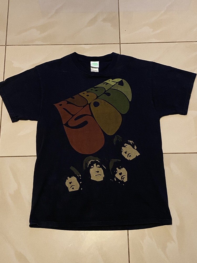2005 THE BEATLES RUBBER SOUL Black Cotton T-SHIRT Apple Corps Adult Size Large L
