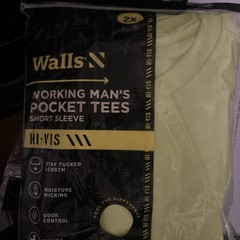 NIP Walls Working Man’s Pocket Tees S/S Hi-Vis Yellow – 2XL – 2 Pack