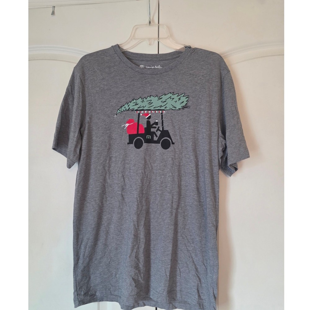 Travis Mathew Jingle Jangle Gray Men’s Christmas Golf Cart Graphic T Shirt M