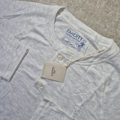 Faherty Cloud Cotton Henley Shirt Mens 2XL Beige Stretch Preppy Minimalist New