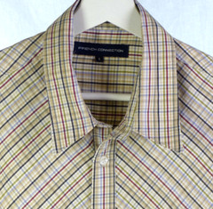 FRENCH CONNECTION Mens Shirt Checked Multicolour Casual Short Sleeve Striped L