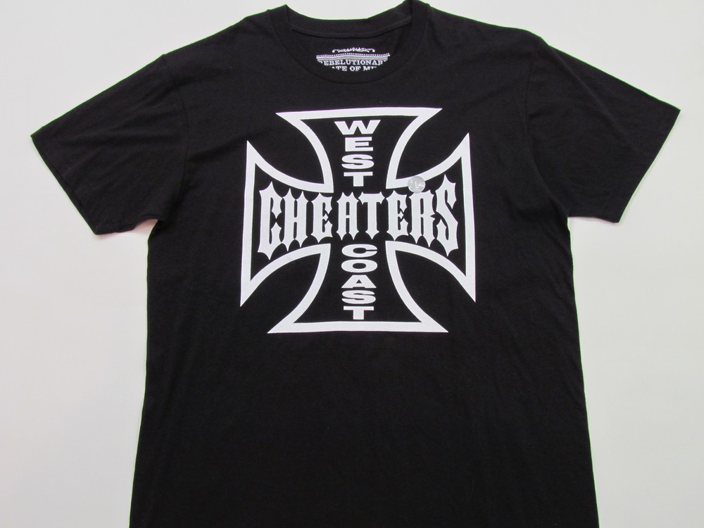 REBELUTIONARY STATE OF MIND Mens Black “West Coast Cheaters” T-Shirt New L