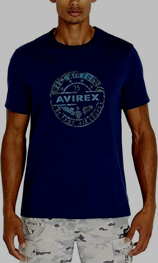 AVIREX Estate Blue Seal Graphic Short Sleeve Crew Neck T-Shirt NEW Medium M