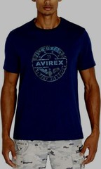 AVIREX Estate Blue Seal Graphic Short Sleeve Crew Neck T-Shirt NEW Medium M