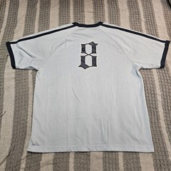 Old Navy Men’s M Light Blue/Navy V-Neck Ringer T-Shirt 8 Graphic Gothic font