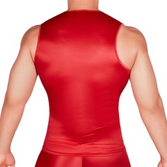 Men Oil Glossy See Through Tank Tops Stretch Breathable Undershirts T-Shirt Vest