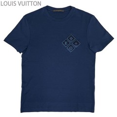 [Used] LOUIS VUITTON Monogram Patch Crew Neck Short Sleeve T-Shirt Navy XS