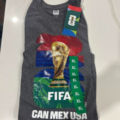 FIFA World Cup Men’s Gray Graphic Print Logo Crew Neck Short Sleeve T-Shirt