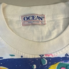 Vintage Ocean Collection T-Shirt Size Large Octopus Fish Seahorse Malaysia Read*