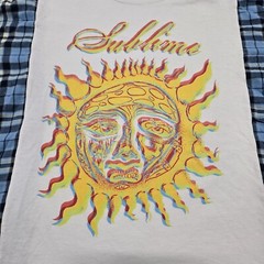 Mens MEDIUM Sublime Oversized Flannel T-Shirt Sun Graphic Tee 40oz Freedom Album
