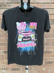Hello Kitty Tokyo Speed Racing Tee Black T Shirt Size Medium Pink Racer EUC
