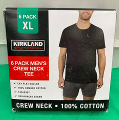 Kirkland Signature Men’s Crew Neck Tee 6-Pack 100% Combed Cotton Black XL