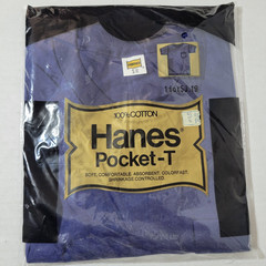 Vintage Hanes Dark Blue 1976 Single Stitch Pocket T-Shirt Men’s S (34-36) Cotton
