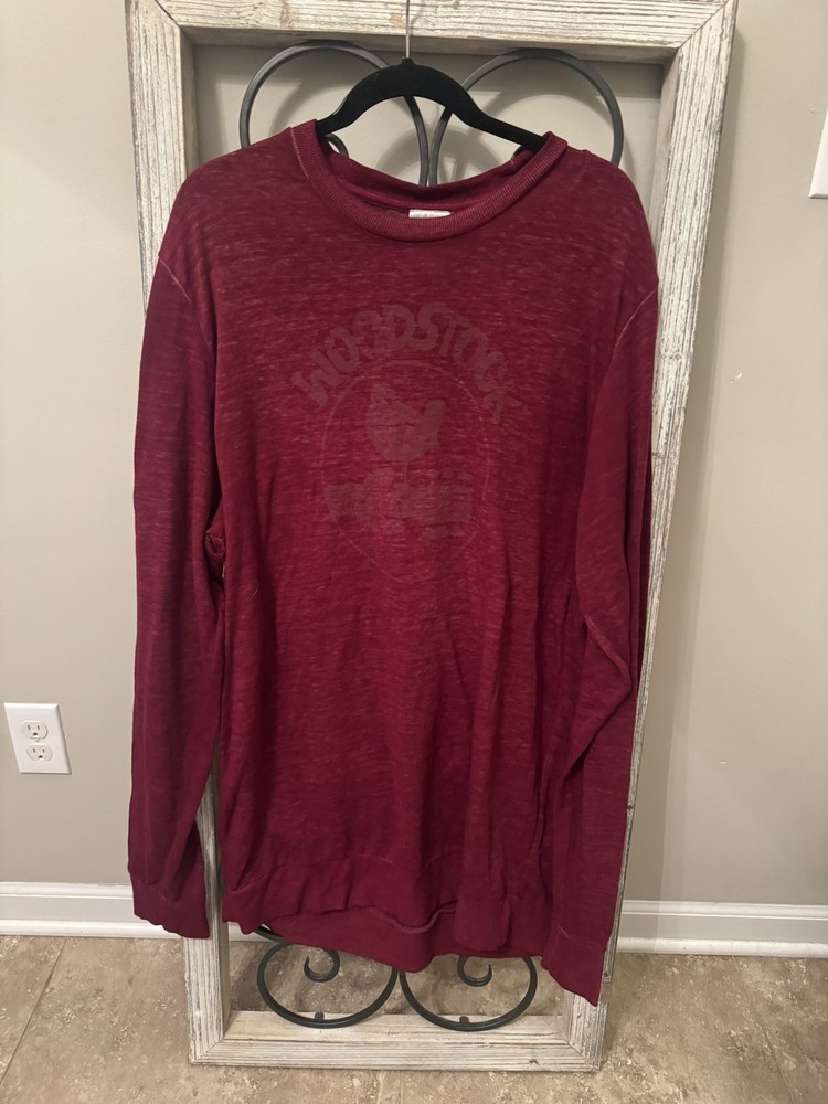 Woodstock Red Graphic Men’s Long Sleeve Shirt Heavy And Soft Material Size XL