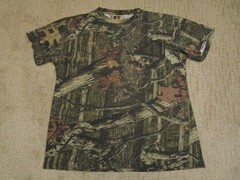 Russell Outdoors Shirt Men Large Green Timber Leaves Camouflage Short Sleeve Y2K