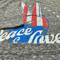 Royce Brand Mens T-Shirt XL Gray Peace Love USA Flag Scallop Hem Longline Grunge