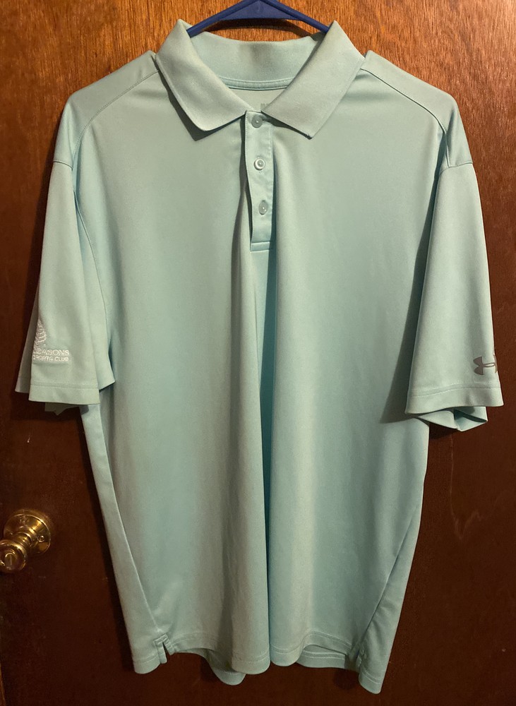 MEDIUM FOUR SEASONS RESORT TEAL POLO SHIRT HAWAII UNDER ARMOR