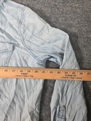 Arizona Jean Co Denim Shirt Mens Sz XL Light Blue 100% Cotton Ombre Pearl Snap
