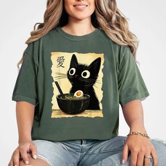 Cat Ramen T-Shirt Funny Japanese Kawaii Anime Cat Graphic Tee