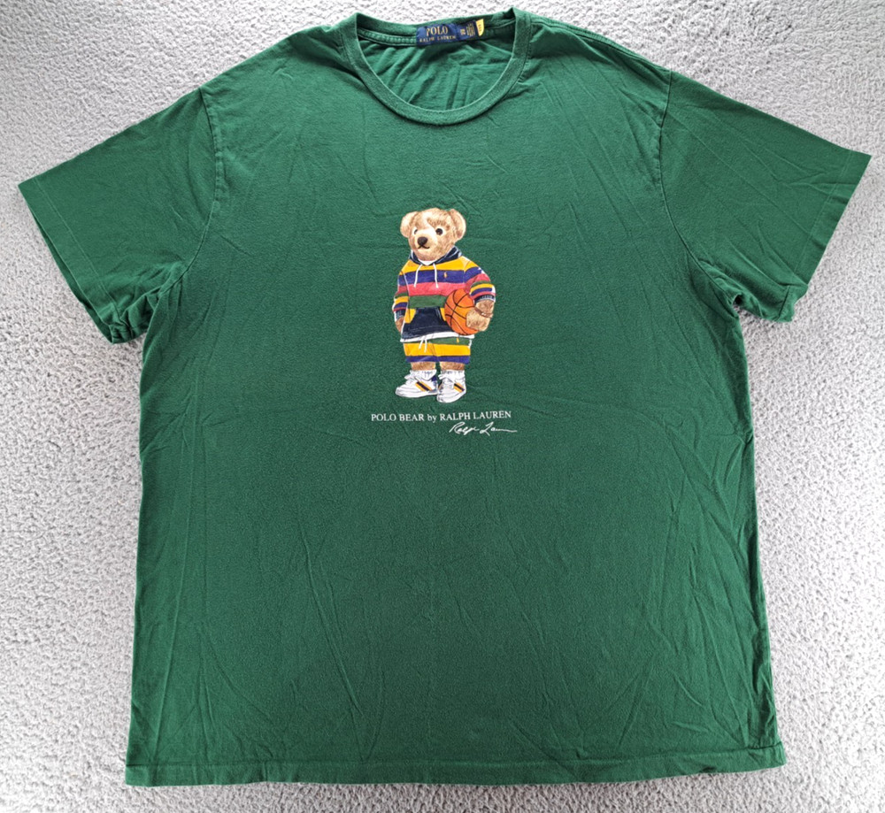 Polo Ralph Lauren T-Shirt Mens Big & Tall 2XB Green Basketball Bear Graphic RL