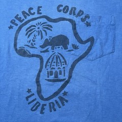 Vintage 70s Liberia Shirt Peace Corps Pocket Size 36 Stencil 60s Military Africa