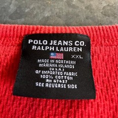 Vintage Polo Jeans Ralph Lauren Embroidered Thermal Shirt Mens XXL L/S Red USA