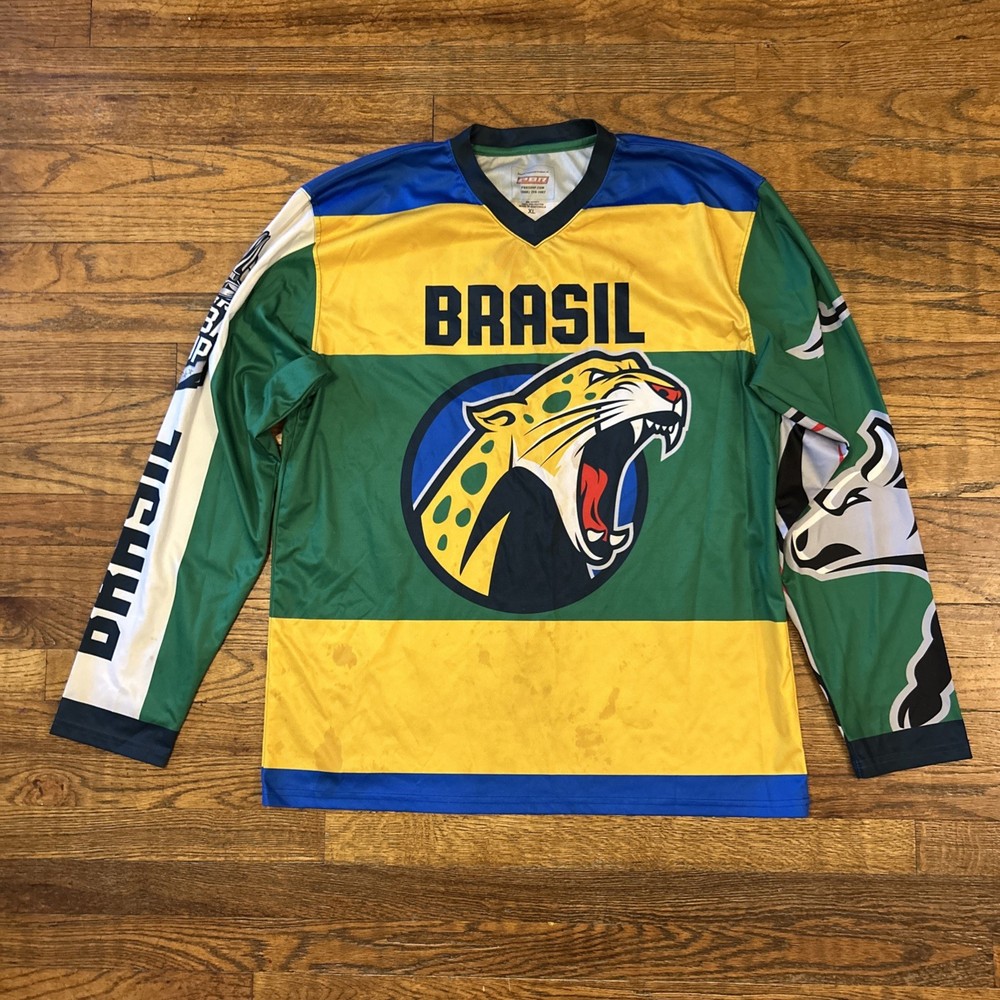 PBR Brasil Brazil Monster Jersey Global Cup XL Pro Bull Riding Shirt – Stains
