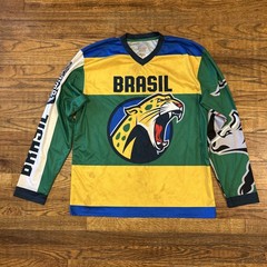 PBR Brasil Brazil Monster Jersey Global Cup XL Pro Bull Riding Shirt – Stains