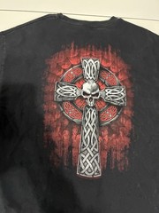 Hot Leather Celtic Cross T Shirt Large Black Gothic Biker West Coast Chopper VTG