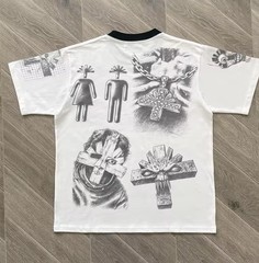 Vertabrae Mixed Feelings Tee White Men’s Round Neck Cotton Short Sleeve T-shirts