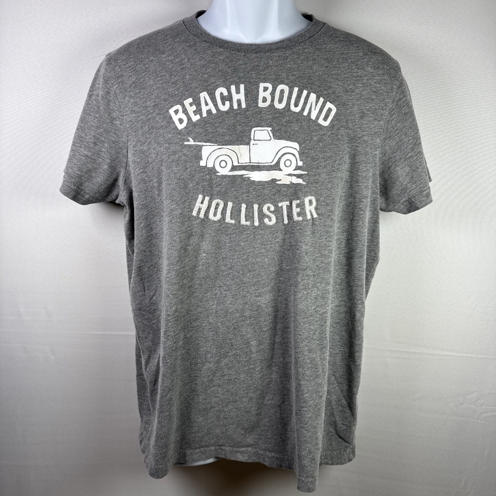 Hollister Beach Bound Men’s T-shirt Size XL Gray Embroidered Logo