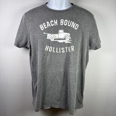 Hollister Beach Bound Men’s T-shirt Size XL Gray Embroidered Logo