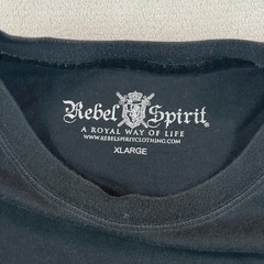 Vintage Y2K Rebel Spirit T Shirt Men XL Black Fleur De Lis Embroidered Applique