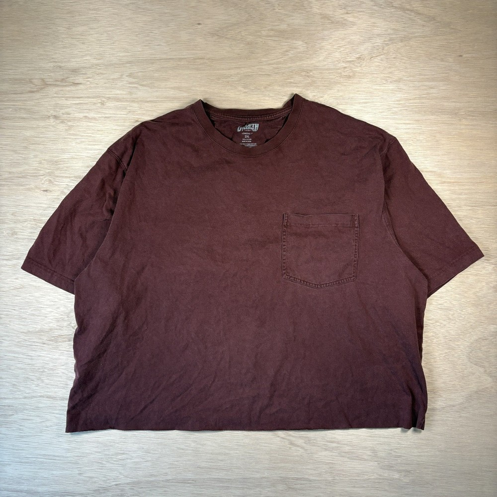 Duluth Trading Co Mens 2XL Longtail T Relaxed Fit Burgundy Pocket T Shirt
