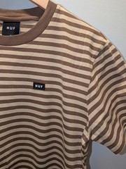 HUF Short Sleeve Striped T-Shirt Brown Size Small New
