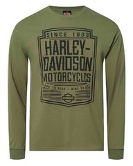 Harley-Davidson Men’s Outburst Long Sleeve Cotton Crew-Neck Shirt, Green
