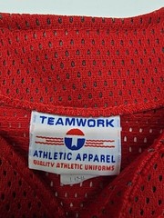Teamwork Boys Red Mesh Jersey Size 12-14 Athletic Sleeveless Number 47