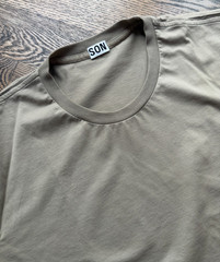 Son of a Tailor Stone Beige/Light Taupe Custom T-Shirt Large Supima Cotton